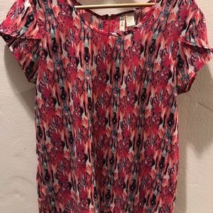 Japan pink, navy, white dressy top